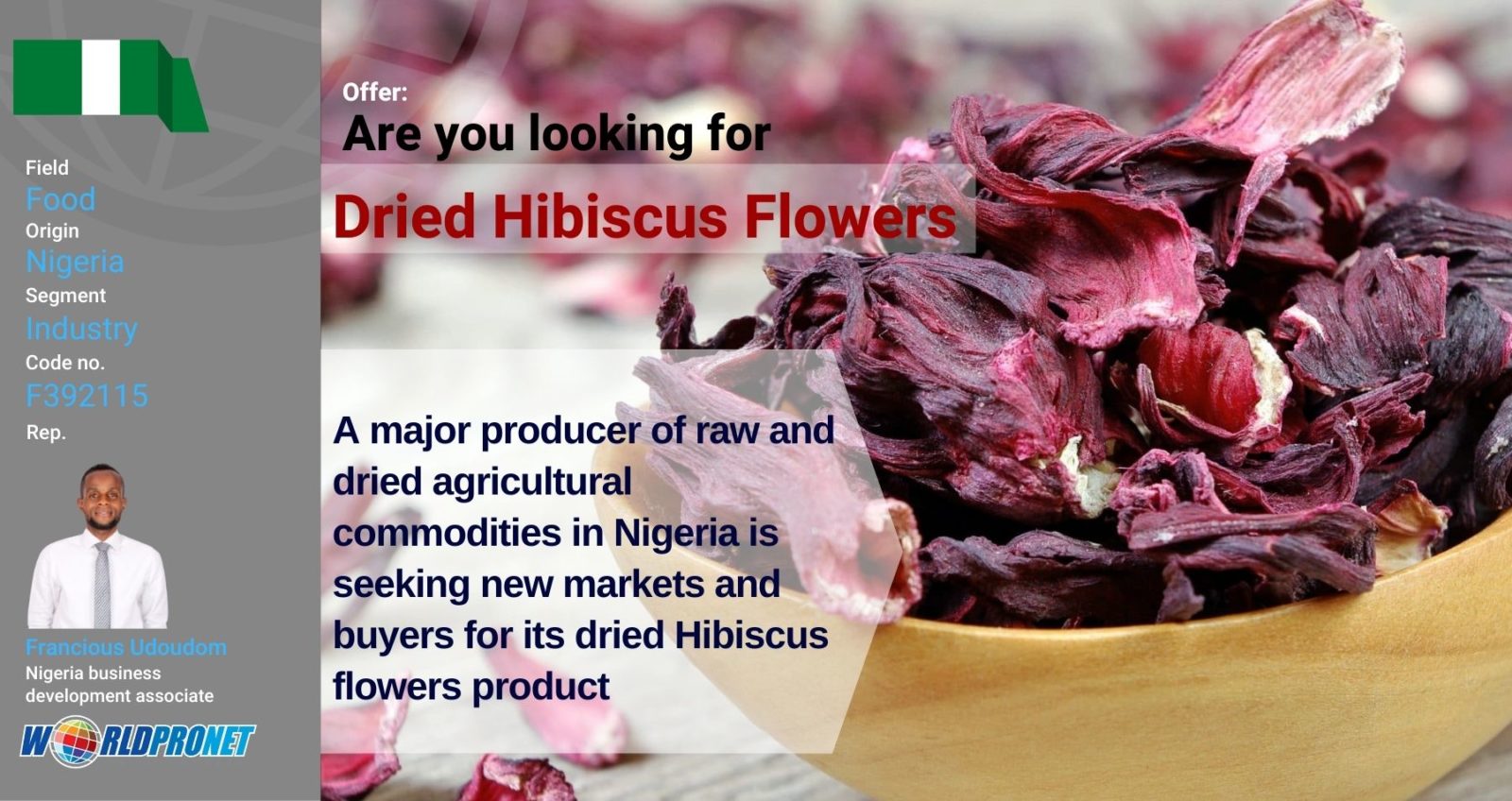 Dried Hibiscus Flower by 99 Gold Data Processing Trading Company Limited.  Supplier from Viet Nam. Product Id 1324752.