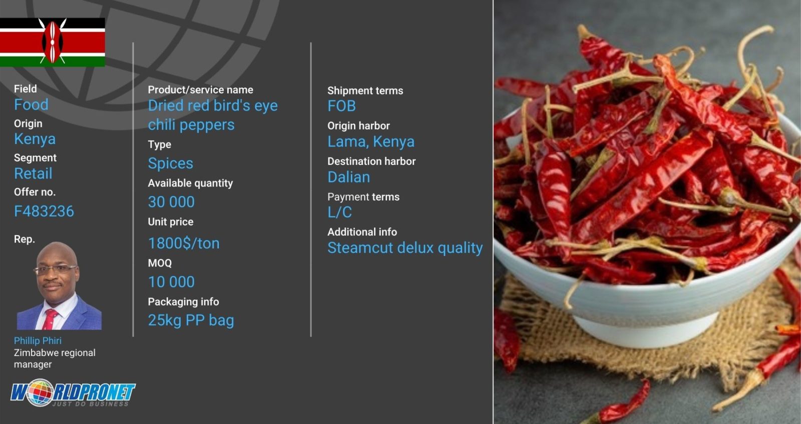 Price offer F483236 Dried bird's eye chili pepper